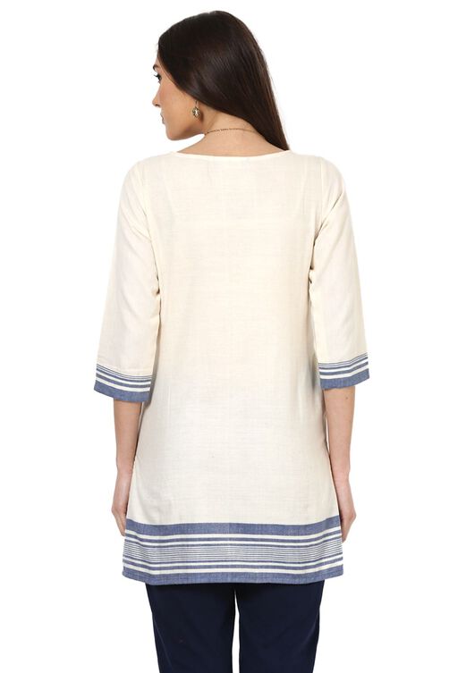 Off White Straight Cotton Indie Top image number 6