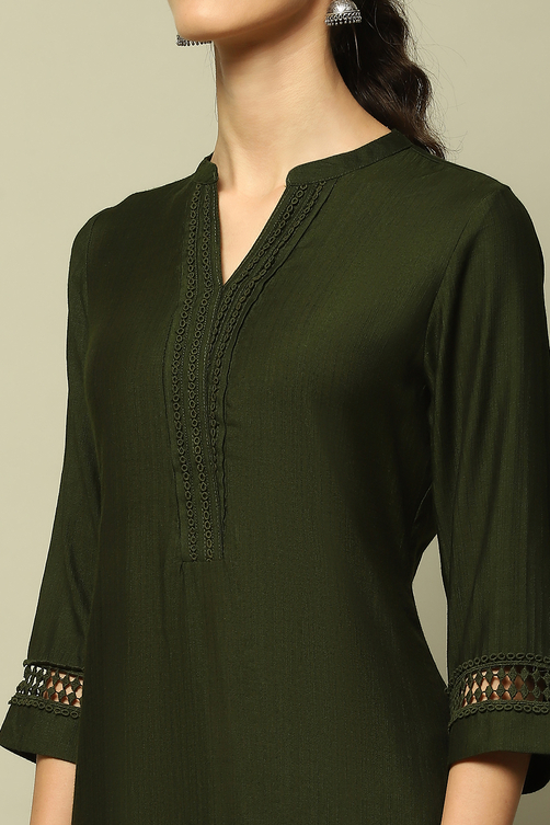 Blue Solid Straight Kurta image number 1