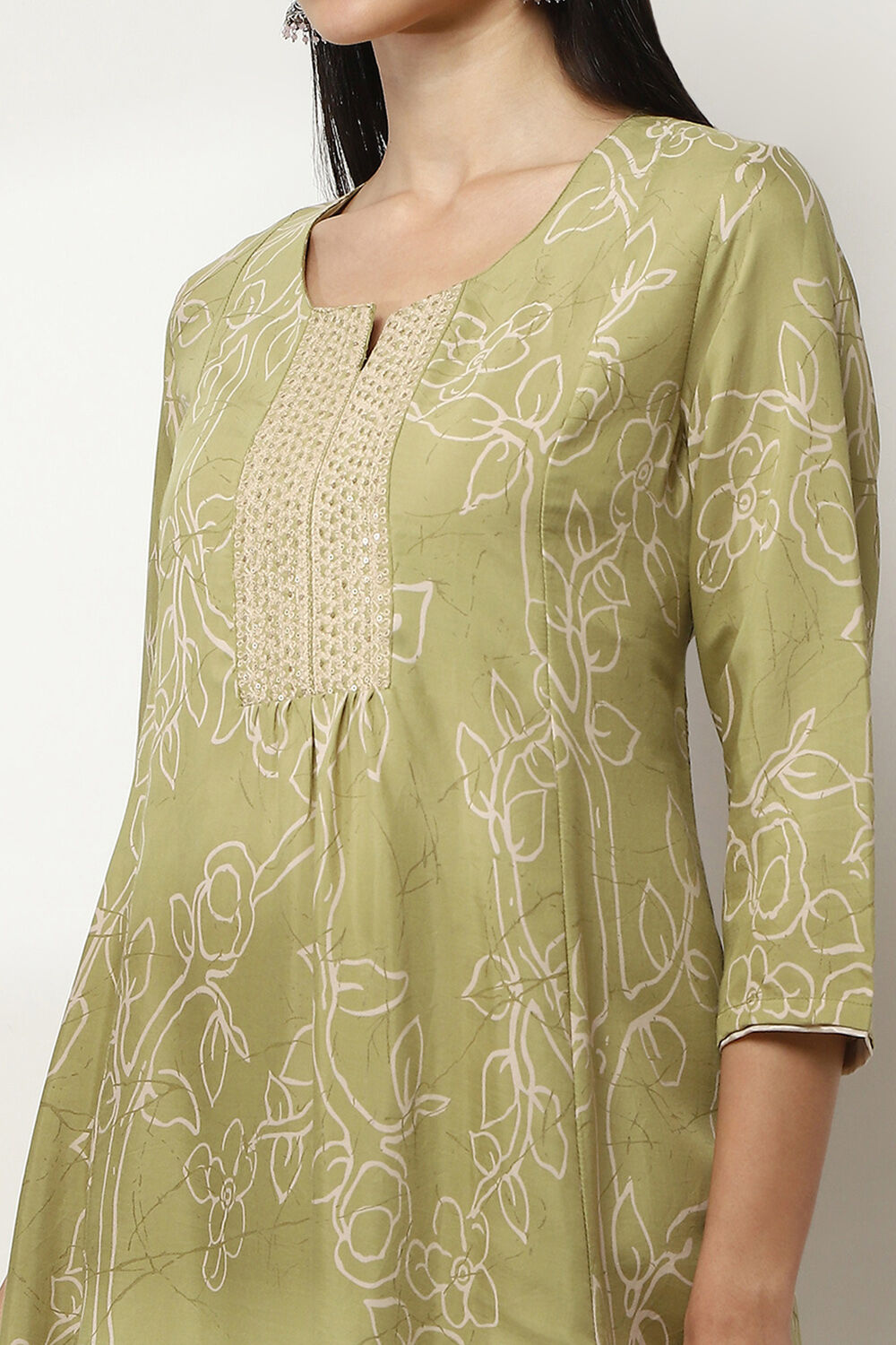 Lime Green Printed Straight Co-ord Set image number 1