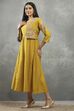 Mustard Viscose Blend Printed Kalidar Dress image number 2