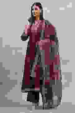 Purple Viscose Rayon Embroidered Kalidar Suit Set image number 3