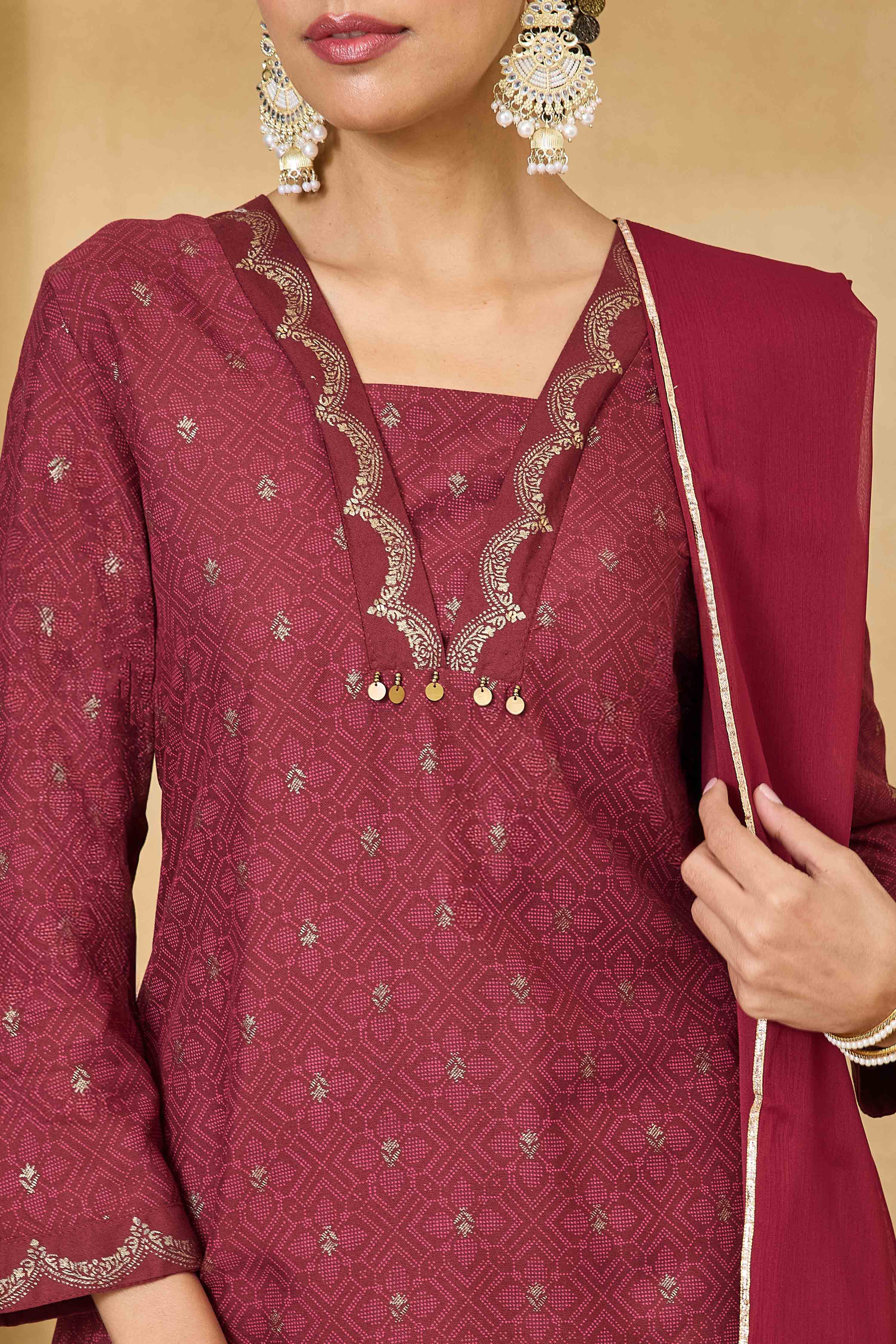 Blue Viscose Rayon Straight Printed Suit Set image number 2