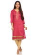 Pink Cotton Straight Kurta image number 0
