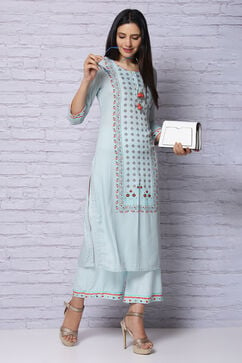 Mint Green Viscose Rayon Straight Kurta image number 0