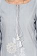 Grey Straight Cotton Kurta image number 4