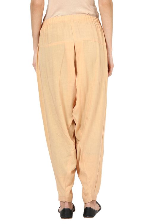 Beige Viscose Rayon Fusion Pants image number 3