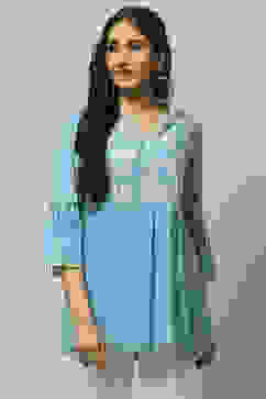 Ice Blue Rayon Slub Indie Top image number 5