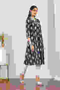 Blue Cotton A-line & Kalidar Kurtas image number 4