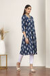Blue Cotton A-line & Kalidar Kurtas image number 4