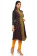 Black A-Line Poly Cotton Kurta image number 2