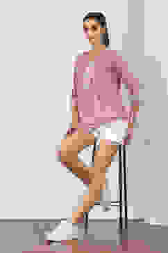 Pink Cotton Straight Tops image number 0