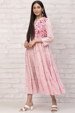 Pink Tired Printed Dress image number 2