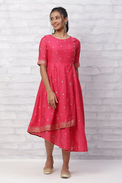 Pink Polyester Chanderi Kalidar Dress image number 0