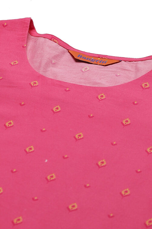 Pink Cambric Cotton Straight Kurta image number 1