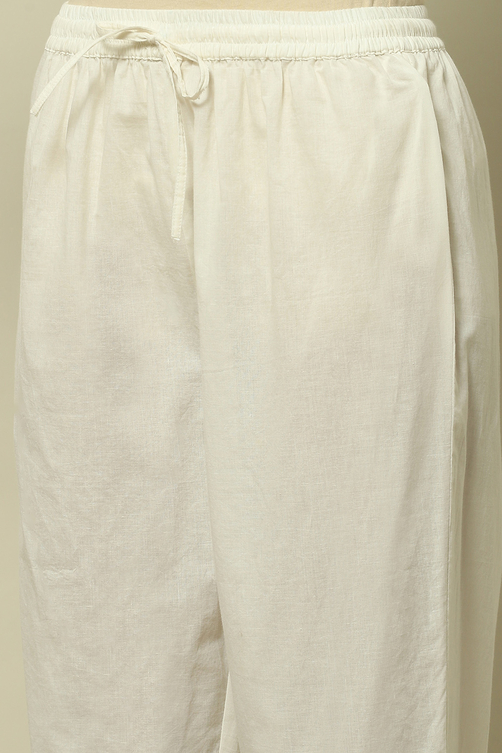 White Cambric Floral Printed Straight Kurta Set image number 2