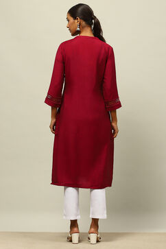 Pink Viscose Blend Straight Kurta image number 3