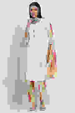 White Cotton Straight Suit Set image number 6