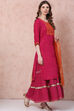 Pink Straight Solid Suit Set image number 6