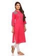 Pink Straight Cotton Kurta image number 1