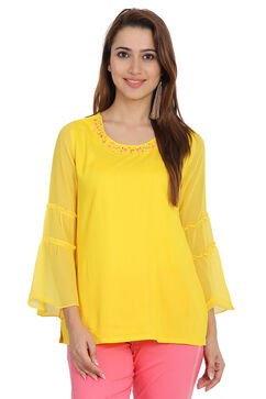 Yellow Straight Viscose Indie Top image number 0