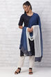 Off White And Indigo Chiffon Dupatta image number 2