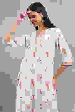 Off-White Printed Straight Kurta image number 1