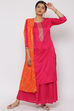 Pink Viscose Straight Suit Set image number 2