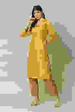 Yellow Printed Straight Kurta image number 2