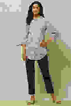 Light Pink Cambric Floral Printed Straight Kurti image number 0