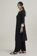 Black White Cotton Flex Straight Solid Kurta image number 3
