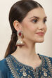 Maroon Mirror Work Jhumkas image number 3
