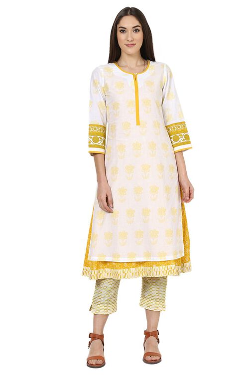 White Straight Cotton Kurta image number 0