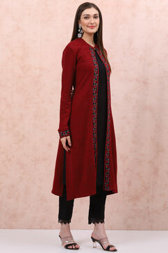 Red Acrylic Front Open Kurta image number 5