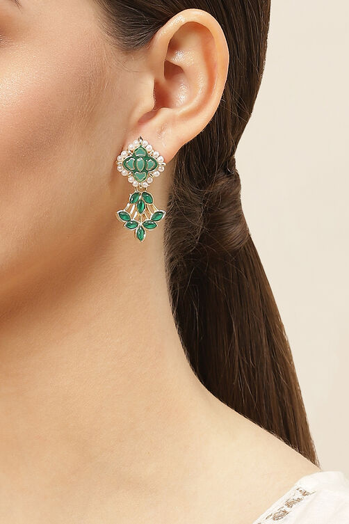 Green Alloy Earrings image number 1