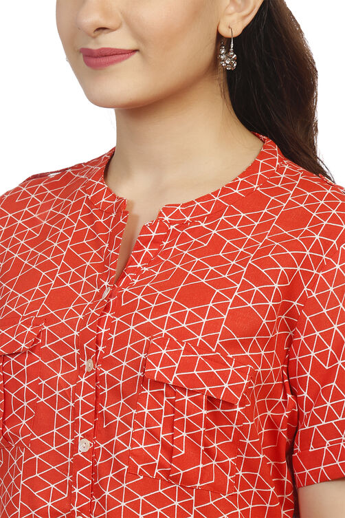 Red Viscose Straight Kurta image number 1