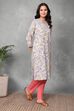 Lavender Printed Straight Kurta image number 4