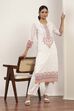 White  Straight Kurta Pants Set image number 0
