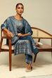 Petrol Blue Acrylic Straight Yarn Dyed Kurta Palazzo Suit Set image number 7