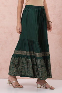 Green Art Silk Sharara Pants image number 2