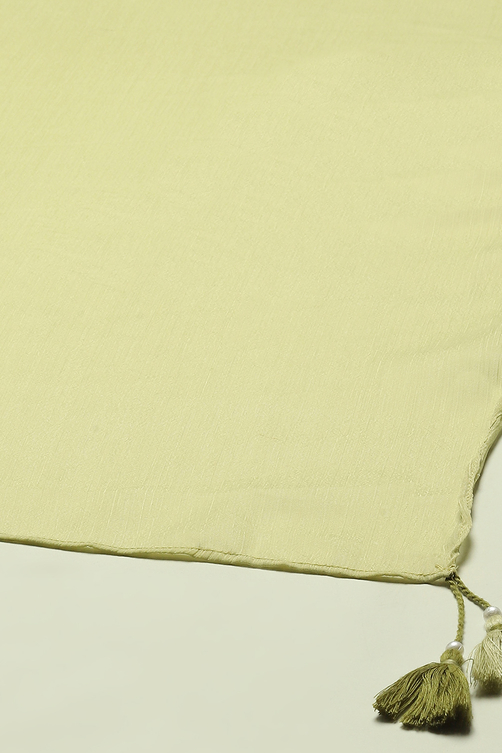 Green Printed Straight Kurta & Pants Suit Set image number 3