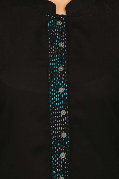 Black Straight Rayon Kurta image number 4