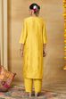 Off White Viscose Blend Straight Printed Suit Set image number 5