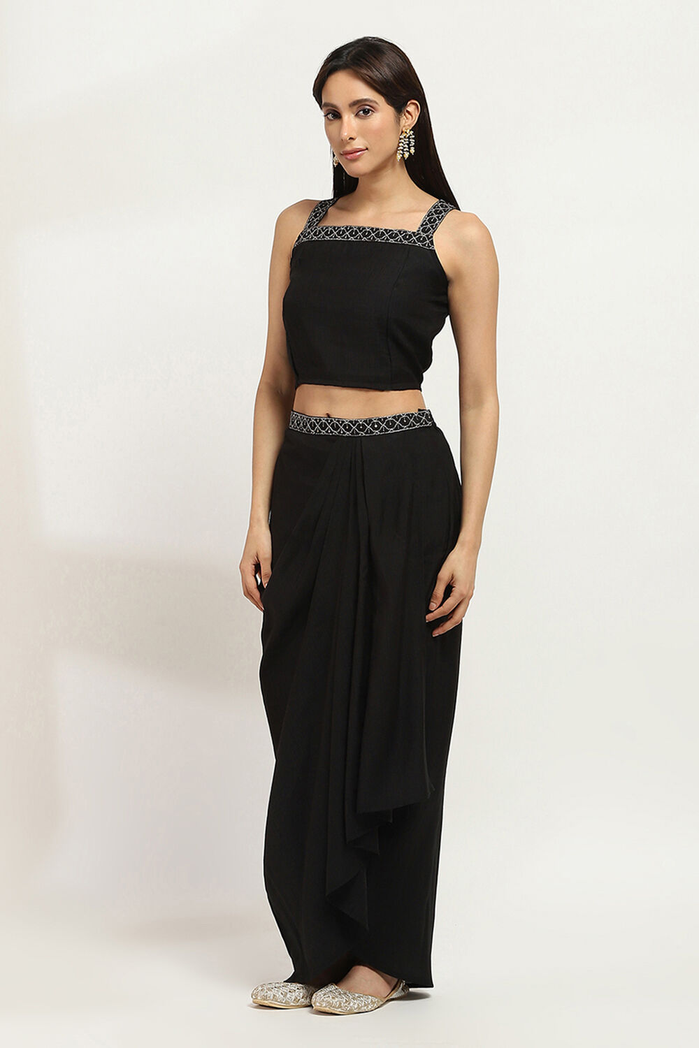 Black Viscose Blend Skirt Set image number 6