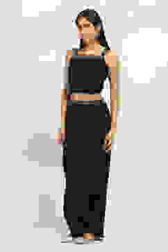 Black Viscose Blend Skirt Set image number 6