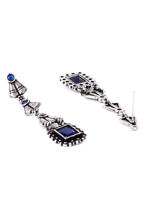 Blue Metal Brass Earrings image number 3