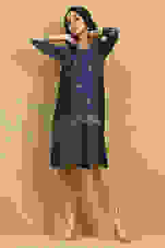 Blue Art Silk Printed Straight Kurta image number 0