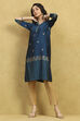 Blue Art Silk Printed Straight Kurta image number 0