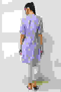 Lilac Printed Straight Kurta image number 3