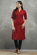 Maroon Viscose Straight Kurta Pants Set image number 6