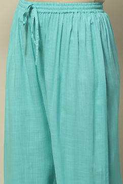 Sea Green Rayon Slub Straight Palazzo image number 1